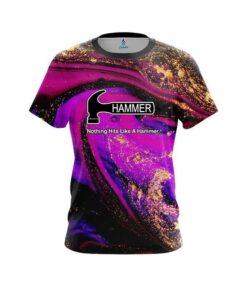 Hammer Magenta Gold Liquid Marble CoolWick Bowling Jersey