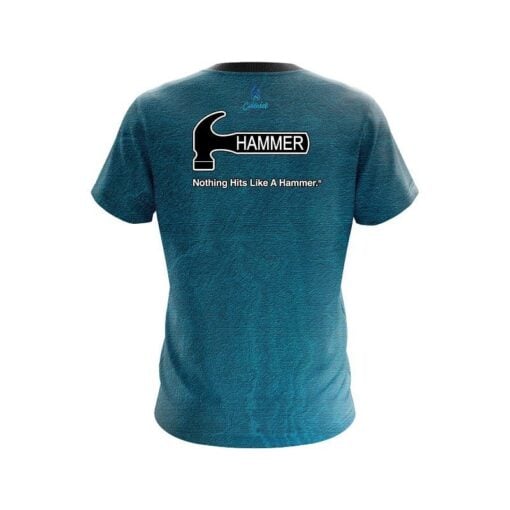 Hammer Teal Grunge Canvas CoolWick Bowling Jersey - Image 2