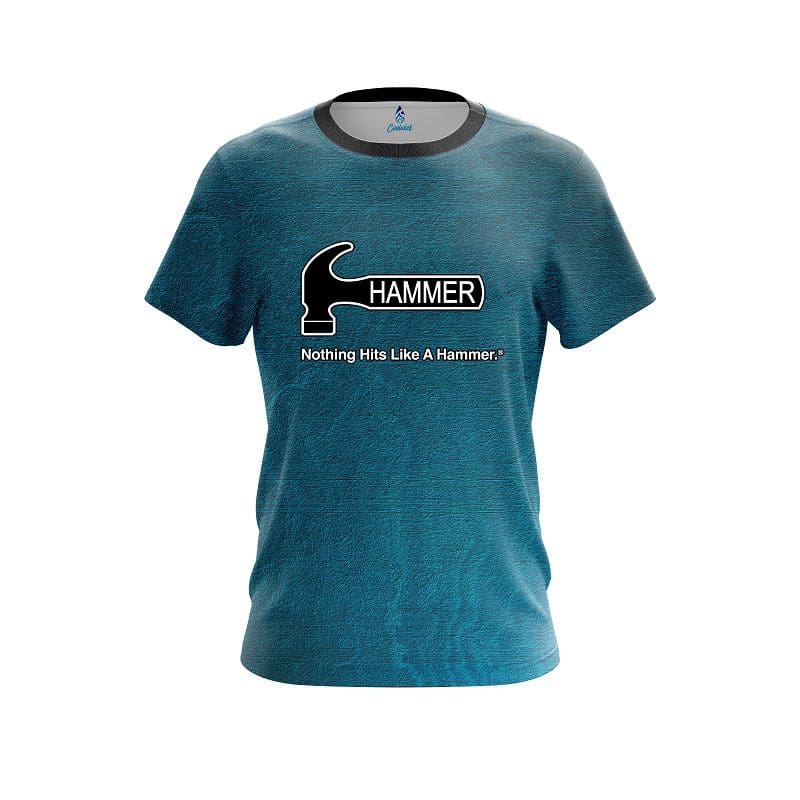 Hammer Teal Grunge Canvas CoolWick Bowling Jersey