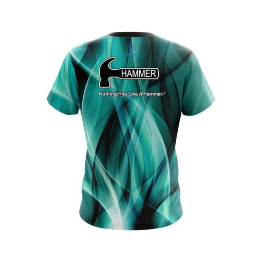Hammer Wavy Aqua Swirl CoolWick Bowling Jersey - Image 2