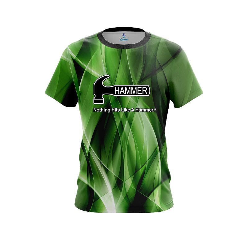 Hammer Wavy Green Swirl CoolWick Bowling Jersey
