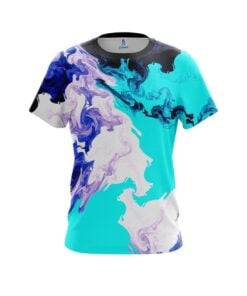 Plain Liquid Marble Purple And Blue CoolWick Bowling Jersey