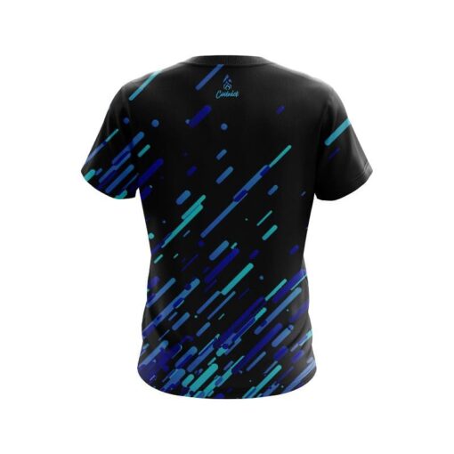 Plain Modern Blue Stripe CoolWick Bowling Jersey - Image 2