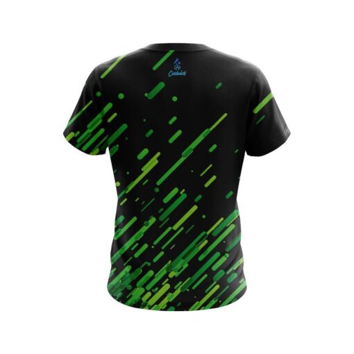 Plain Modern Green Stripe CoolWick Bowling Jersey - Image 2