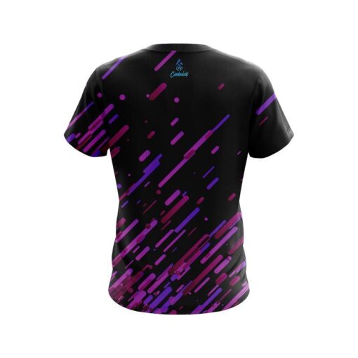 Plain Modern Purple Stripe CoolWick Bowling Jersey - Image 2