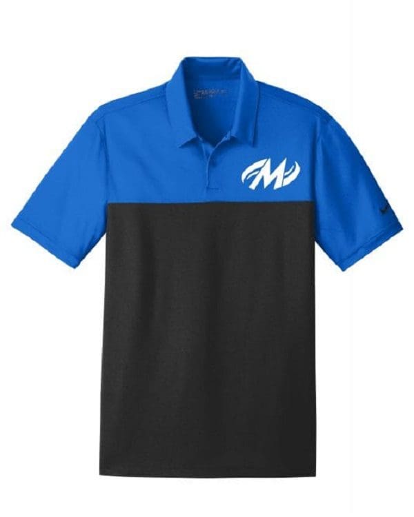 Motiv Villain Blue Saphire Men's Embroidered Nike Dri-Fit Coolwick Bowling Polo Shirt