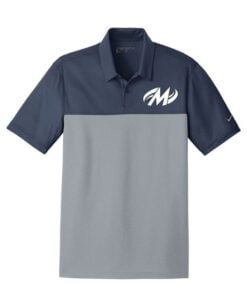 Motiv Villain Navy Grey Men's Embroidered Nike Dri-Fit Coolwick Bowling Polo Shirt