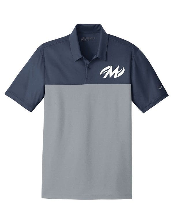 Motiv Villain Navy Grey Men's Embroidered Nike Dri-Fit Coolwick Bowling Polo Shirt