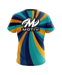 Alternative view of Motiv Orange And Blue Color Swirl CoolWick Bowling Jersey