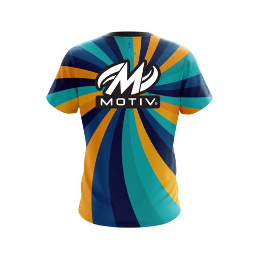 Motiv Orange And Blue Color Swirl CoolWick Bowling Jersey - Image 2