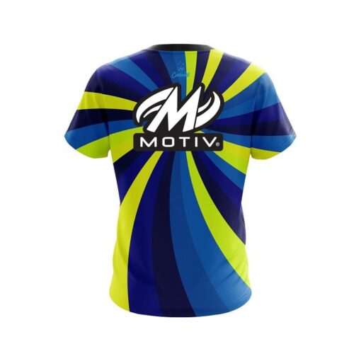 Motiv Blue And Yellow Color Swirl CoolWick Bowling Jersey - Image 2