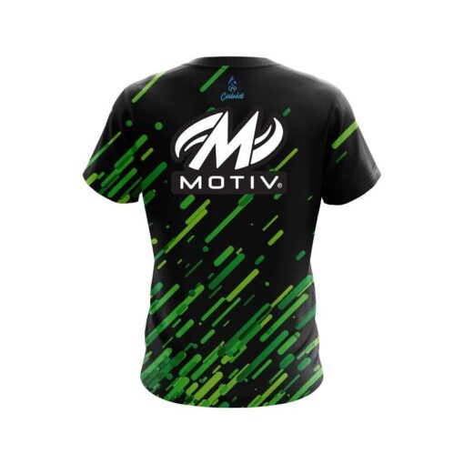 Motiv Modern Green Stripe CoolWick Bowling Jersey - Image 2