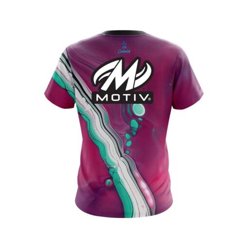 Motiv Pink And Green Liquid CoolWick Bowling Jersey - Image 2