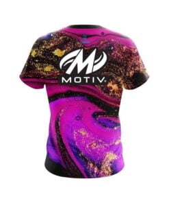Alternative view of Motiv Magenta Gold Liquid Marble CoolWick Bowling Jersey
