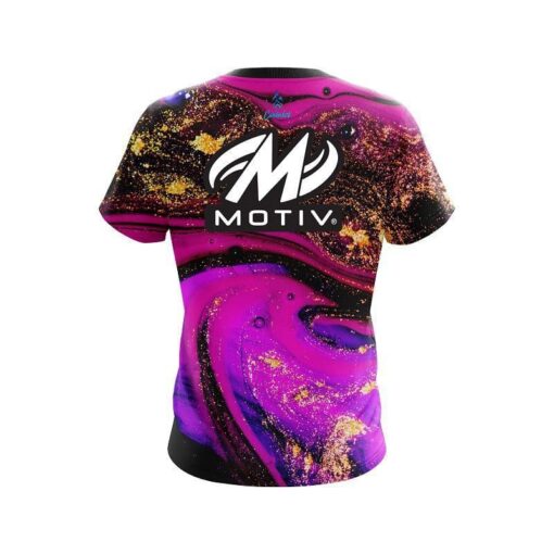 Motiv Magenta Gold Liquid Marble CoolWick Bowling Jersey - Image 2