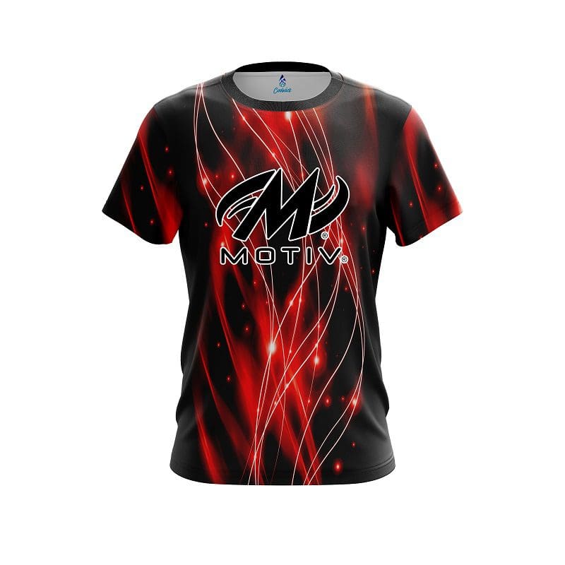 Motiv Red Spiral Waves CoolWick Bowling Jersey