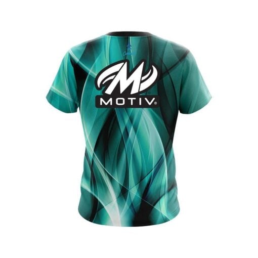 Motiv Wavy Aqua Swirl CoolWick Bowling Jersey - Image 2