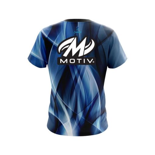 Motiv Wavy Blue Swirl  CoolWick Bowling Jersey - Image 2