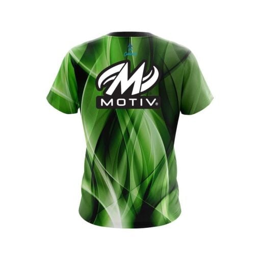 Motiv Wavy Green Swirl  CoolWick Bowling Jersey - Image 2