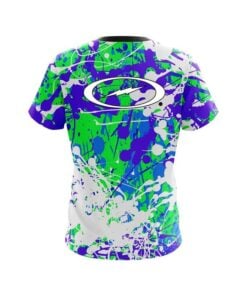 Alternative view of Storm Paint Splatter Green Purple CoolWick Bowling Jersey
