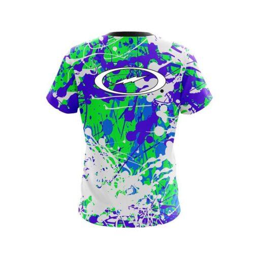 Storm Paint Splatter Green Purple CoolWick Bowling Jersey - Image 2