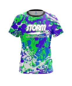 Storm Paint Splatter Green Purple CoolWick Bowling Jersey