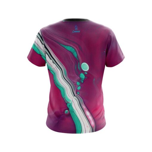 Plain Pink And Green Liquid CoolWick Bowling Jersey - Image 2