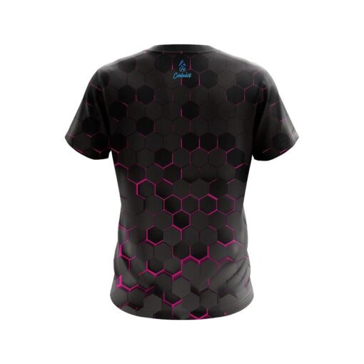 Plain Pink Honeycomb Fusion CoolWick Bowling Jersey - Image 2