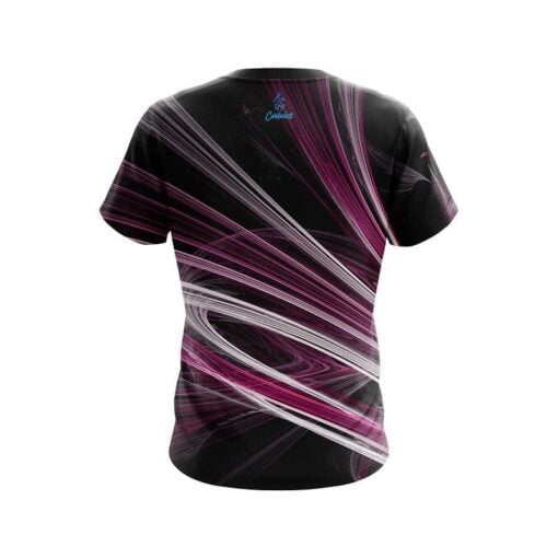 Plain Pink Motion Swirl CoolWick Bowling Jersey - Image 2