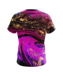Alternative view of Plain Magenta Gold Liquid Marble CoolWick Bowling Jersey