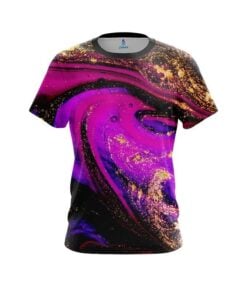 Plain Magenta Gold Liquid Marble CoolWick Bowling Jersey