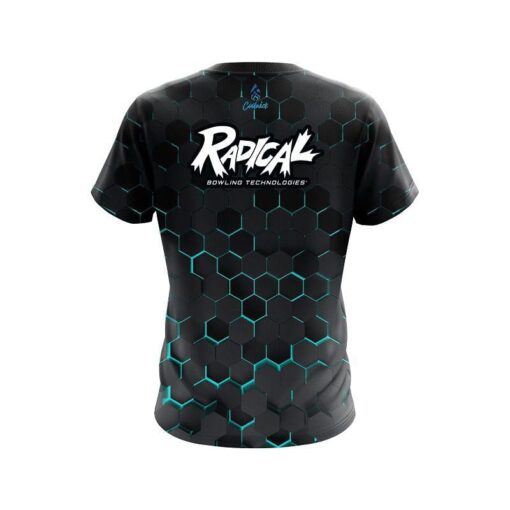 Radical Aqua Honeycomb Fusion CoolWick Bowling Jersey - Image 2
