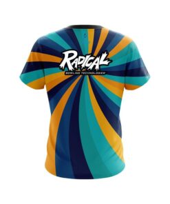 Alternative view of Radical Orange And Blue Color Swirl CoolWick Bowling Jersey