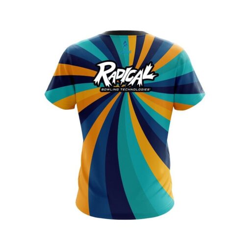 Radical Orange And Blue Color Swirl CoolWick Bowling Jersey - Image 2