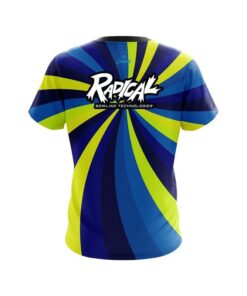 Alternative view of Radical Blue And Yellow Color Swirl CoolWick Bowling Jersey