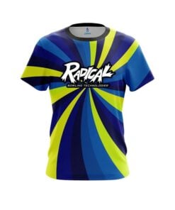 Radical Blue And Yellow Color Swirl CoolWick Bowling Jersey