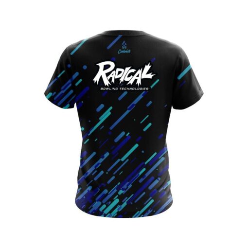 Radical Modern Blue Stripe CoolWick Bowling Jersey - Image 2