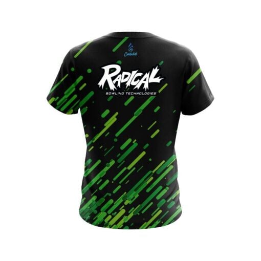 Radical Modern Green Stripe CoolWick Bowling Jersey - Image 2