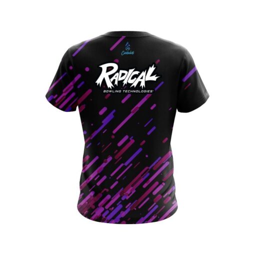 Radical Modern Purple Stripe CoolWick Bowling Jersey - Image 2