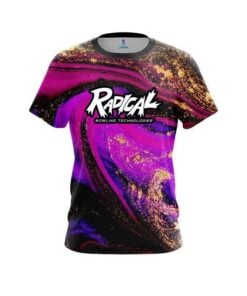 Radical Magenta Gold Liquid Marble CoolWick Bowling Jersey