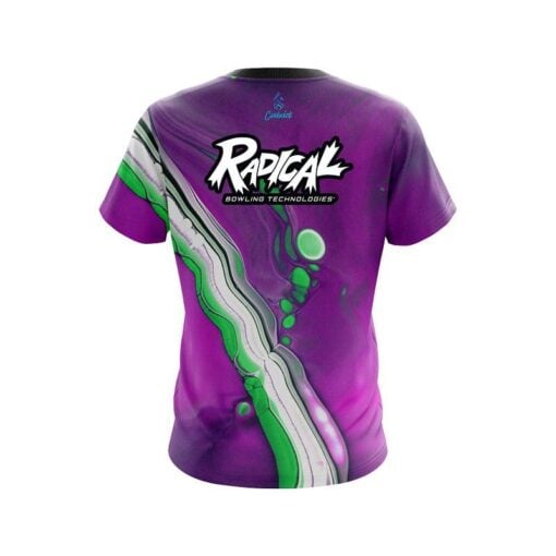 Radical Purple And Green Liquid CoolWick Bowling Jersey - Image 2