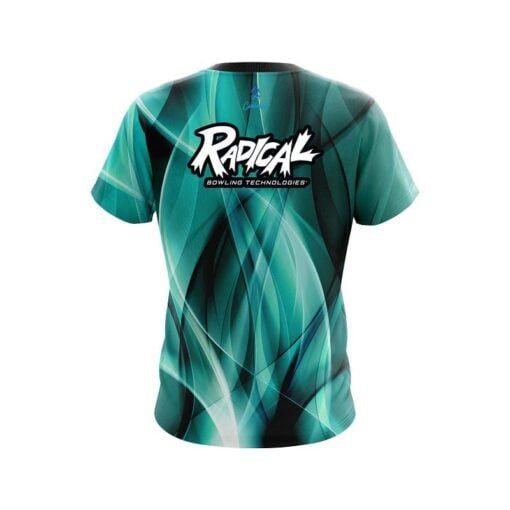 Radical Wavy Aqua Swirl CoolWick Bowling Jersey - Image 2
