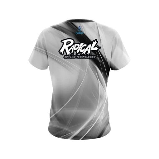 Radical Wavy Black And White Swirl CoolWick Bowling Jersey - Image 2