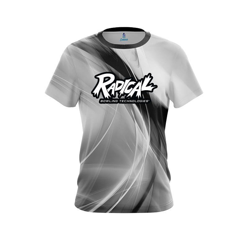 Radical Wavy Black And White Swirl CoolWick Bowling Jersey
