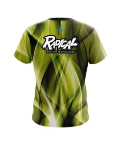 Alternative view of Radical Wavy Yellow Swirl  CoolWick Bowling Jersey