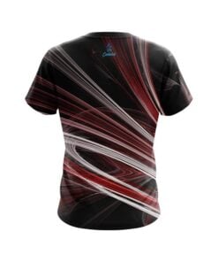Alternative view of Plain Red Motion Swirl CoolWick Bowling Jersey