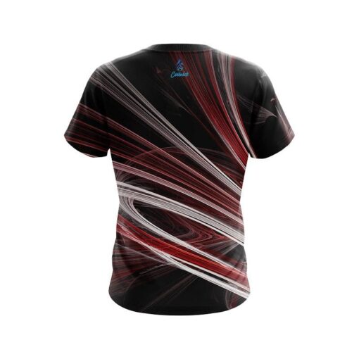 Plain Red Motion Swirl CoolWick Bowling Jersey - Image 2