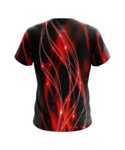 Alternative view of Plain Red Spiral Waves CoolWick Bowling Jersey
