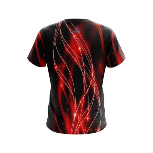 Plain Red Spiral Waves CoolWick Bowling Jersey - Image 2