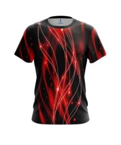 Plain Red Spiral Waves CoolWick Bowling Jersey
